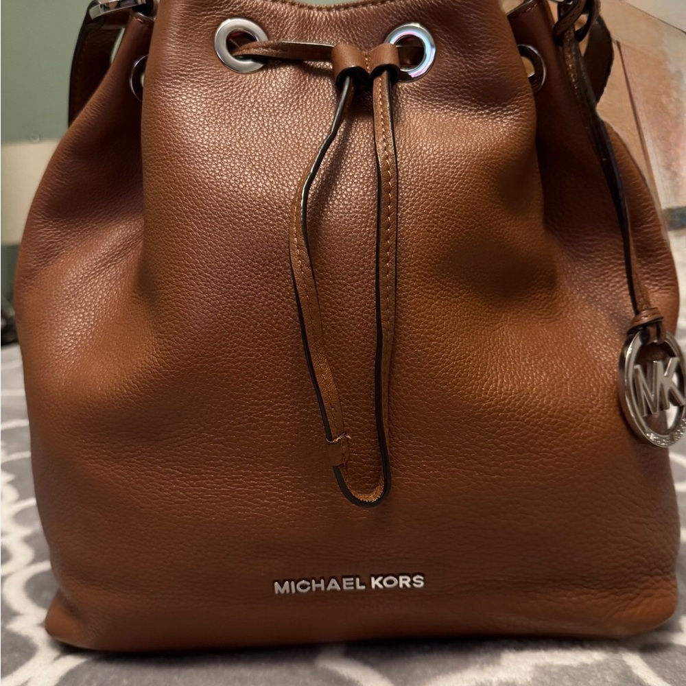 Michael Kors Tan Leather Drawstring Bag